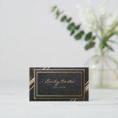 Luxus Art Deco Schwarz und Gold Marmor Visitenkarte (Stehend Vorderseite)