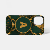 Luxus Art Deco Smaragdgrün Gold Monogramm iPhone Hülle (Rückseite (Horizontal))