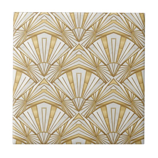 Luxus-Art-Deco-Sonnenstrahl-Unendlichkeitsmuster - Fliese (Vorderseite)
