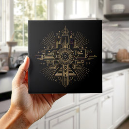 Luxus-Art-Deco-Ventilator geometrisches Motiv Pat# Fliese