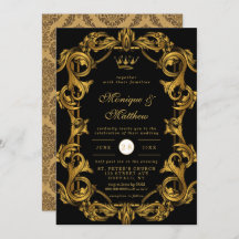 Luxus Art Nouveau Black Gold Royal Wedding Invita