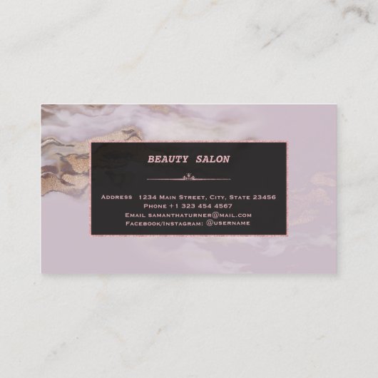Luxus Aurum Marmor Rose Gold Makeup Artist Visitenkarte (Rückseite)