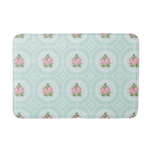 Luxus-Badematten - Shabby Chic rosa Rosen Spitze M Badematte