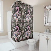 Luxus-Badezimmer | Art Deco Flamingo Duschvorhang (Beispiel)