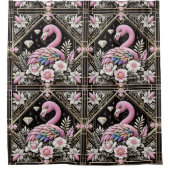 Luxus-Badezimmer | Art Deco Flamingo Duschvorhang (Vorderseite)