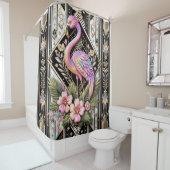 Luxus-Badezimmer | Art Deco Flamingo Duschvorhang (Beispiel)