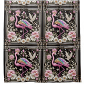 Luxus-Badezimmer | Art Deco Flamingo Duschvorhang (Vorderseite)
