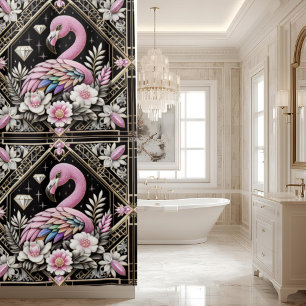 Luxus-Badezimmer   Art Deco Flamingo Duschvorhang