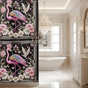 Luxus-Badezimmer   Art Deco Flamingo Duschvorhang