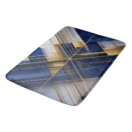 Luxus-Badezimmerteppich im Art Deco-Stil mit Navy  Badematte
