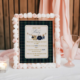 Luxus-Bär-Kariert-Baby-Party-Dont-Say-Spiel Poster
