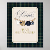 Luxus-Bär-Karo-Baby-Shower-Drinks-Bar Poster (Vorne)