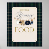 Luxus-Bär-Karo-Babyshower-Essensbar Poster (Vorne)