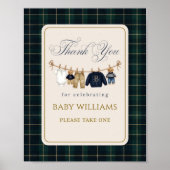 Luxus-Bär-Karo-Babyshower-Geschenke Poster (Vorne)