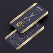 Luxus Barber Navy Gold Barbershop Loyalty Card Visitenkarte