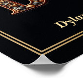 Luxus-Barock-Buchstabe D Monogramm Poster (Ecke)