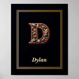 Luxus-Barock-Buchstabe D Monogramm Poster 