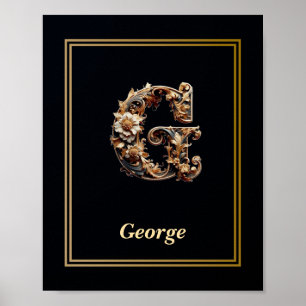 Luxus-Barock-Buchstabe G-Monogramm-Plakat Poster