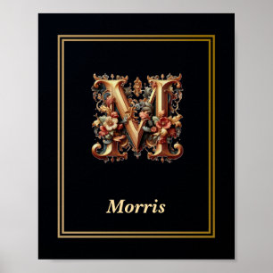 Luxus-Barock-Buchstabe M-Monogramm-Plakat Poster