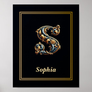 Luxus-Barock-Buchstabe S-Monogramm-Plakat  Poster