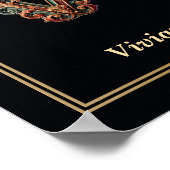 Luxus-Barock-Buchstabe V-Monogramm-Plakat Poster (Ecke)