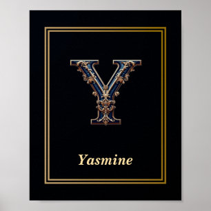 Luxus-Barock-Buchstabe Y-Monogramm-Plakat Poster