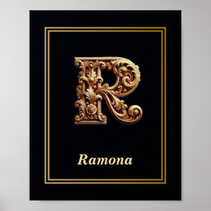 Luxus-Barock-Initial-R-Monogramm-Plakat Poster