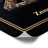 Luxus-Barock-Poster mit Monogramm Buchstabe Z Poster (Ecke)