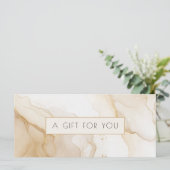 Luxus-Beige-Goldmarmor-Geschenkgutschein (Stehend Vorderseite)