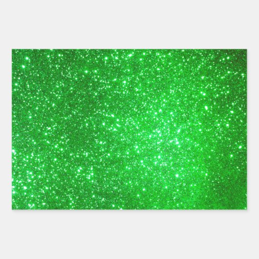 Luxus Beliebter Geschenk Green Gold Glitzer Geschenkpapier Set (Vorderseite 3)