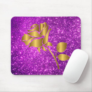 Luxus Beliebtes Blumengeschenk für Lila Gold Glitz Mousepad