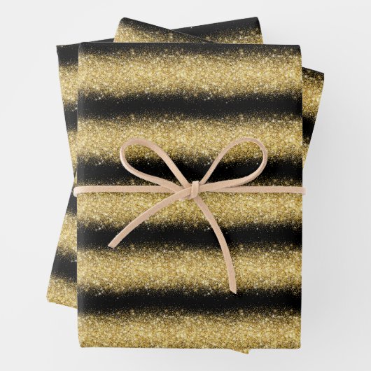 Luxus Beliebtes Geschenk Black Gold Glitzer Geschenkpapier Set (Beispiel)