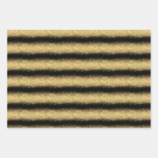 Luxus Beliebtes Geschenk Black Gold Glitzer Geschenkpapier Set (Vorderseite 3)