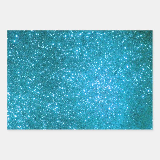 Luxus Beliebtes Geschenk Blue Gold Glitzer Geschenkpapier Set (Vorderseite)