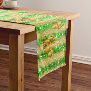 Luxus Beliebtes Geschenk Floral Gold Glitzer Mittelgroßer Tischläufer