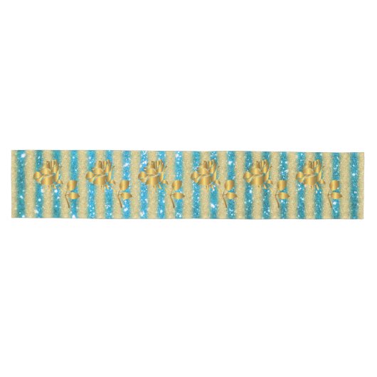 Luxus Beliebtes Geschenk Floral Gold Glitzer Mittelgroßer Tischläufer (Horizontal)