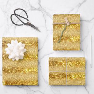 Luxus Beliebtes Geschenk Gold Glitzer Geschenkpapier Set