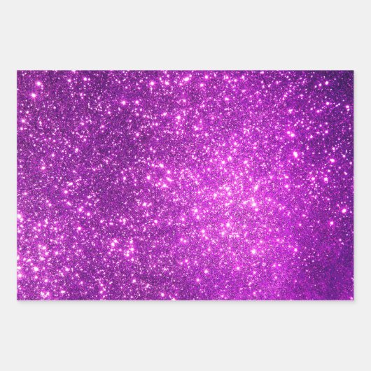 Luxus Beliebtes Geschenk Lila Gold Glitzer Geschenkpapier Set (Vorderseite 2)