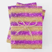 Luxus Beliebtes Geschenk Lila Gold Glitzer Geschenkpapier Set (Beispiel)