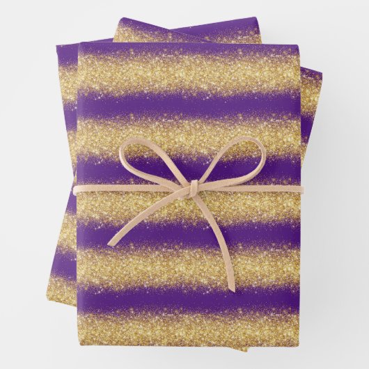Luxus Beliebtes Geschenk Lila Gold Glitzer Geschenkpapier Set (Beispiel)