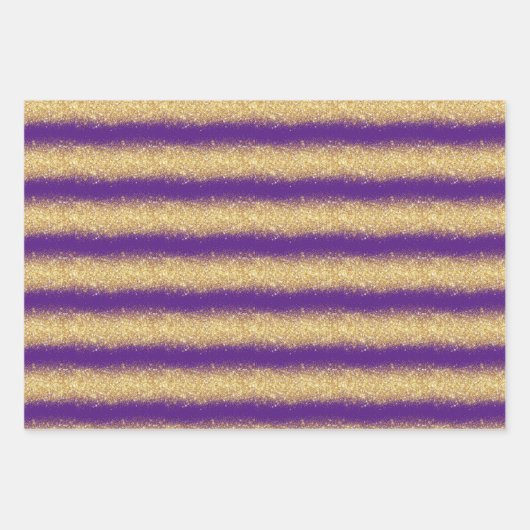 Luxus Beliebtes Geschenk Lila Gold Glitzer Geschenkpapier Set (Vorderseite 3)