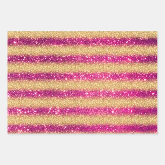 Luxus Beliebtes Geschenk Pink Gold Glitzer Geschenkpapier Set (Vorderseite 3)