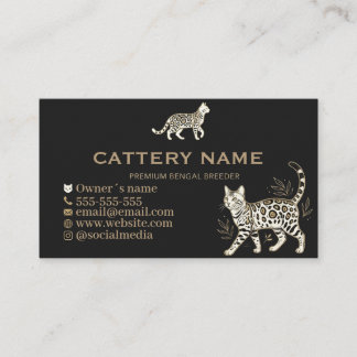 Luxus Bengal Katzenzucht Schwarz & Gold Individual Visitenkarte