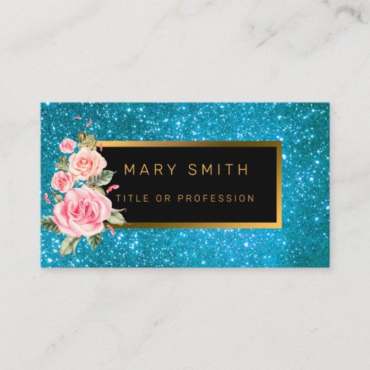 Luxus Best Popular Blue Gold Glitzer Visitenkarte (Vorderseite)