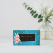 Luxus Best Popular Blue Gold Glitzer Visitenkarte (Stehend Vorderseite)