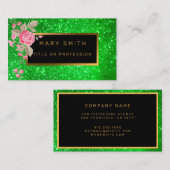 Luxus Best Popular Green Gold Glitzer Visitenkarte (Vorne/Hinten)
