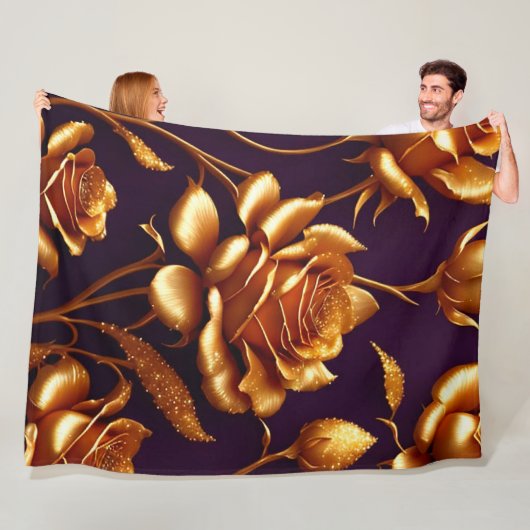 Luxus Big Gold Rose Moderne Kollektion Fleecedecke (Beispiel)
