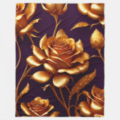 Luxus Big Gold Rose Moderne Kollektion Fleecedecke (Vorderseite)