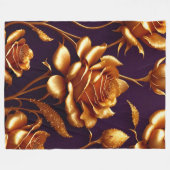 Luxus Big Gold Rose Moderne Kollektion Fleecedecke (Vorderseite (Horizontal))