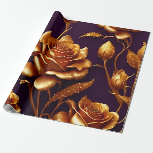 Luxus Big Gold Rose Moderne Kollektion Geschenkpapier (Ungerollt)